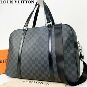 【美品/大容量】LOUIS VUITTON ルイヴィトン ダミエグラフィット ヨーン トートバッグ ビジネス ショルダー A4可 メンズ 黒 レザー 2way