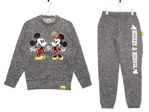 即決■★MICKEY & MINNIE★■ニットフリーススウェット上下：SIZE=L