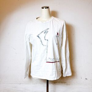 264＊中古 MONCLER モンクレール 長袖Tシャツ ホワイト Mサイズ 現状品＊