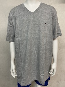 ts-09T3140-Gray-XL TOMMY HILFIGER 半袖Ｔシャツ Vネック ワンポイント トップス USサイズ グレー XL