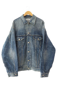 バレンシアガ BALENCIAGA Large Fit Denim Jacket ロゴ 総柄 ラージ フィット デニム ジャケット 625993 TJW53 36 インディゴ ☆AA★ 24082