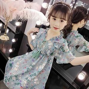 キッズ 子供服 ワンピース 女の子 キッズワンピース 夏ワンピース ロングワンピース 子どもワンピース 柄ワンピース KWFC011(2色110-160)