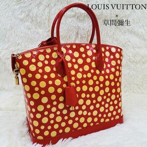 超激レア/未使用級/草間彌生/ルイヴィトン◎LOUIS VUITTON ドットインフィニティロックイットMMルージュ ハンドバッグ モノグラム エナメル