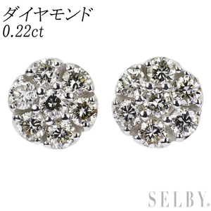 K18WG ダイヤモンド ピアス 0.22ct フラワー 出品4週目 SELBY