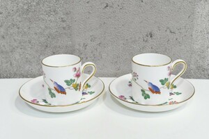 trok228 ウェッジウッド ホーム WEDGWOOD カッコー CUCKOO デミタスカップ 2客 金彩 洋食器 ペア 花鳥図 食器 陶器 英国王室御用達 レア 