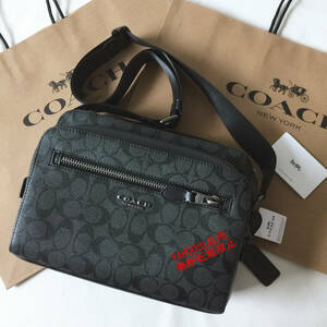 ★COACHバッグ★コーチ F91485 チャコール×ブラック ショルダーバッグ クロスボディーボディーバッグ 斜めがけバッグ アウトレット品 新品