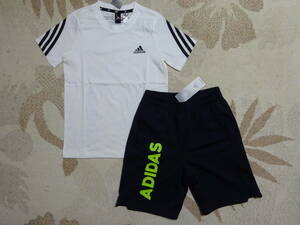 新品★送料込み!!★adidasアディダス★140★半袖Ｔシャツ(ホワイト白)・ 快適!!LB ST ショーツ(ネイビー紺)★上下★即決