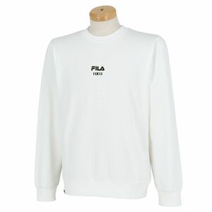 B品★CFA10★秋冬★FILA GOLF★フィラゴルフ★ロゴ刺繍ストレッチ長袖クルーネックスウェットプルオーバー★3L/WT