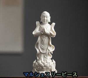 高品質 仙童 招財金童 白蓮金童 陶磁器セラミックス 白磁 徳化窯 仏教美術 置物 供養 装飾 収蔵