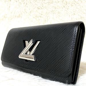 美品　高級／大人気　近年　LOUIS VUITTON　ルイヴィトン エピ 長財布 ポルトフォイユ ツイスト　黒　ブラック　シルバー　ターンロック