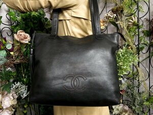 ●超美品●CHANEL シャネル●ココマーク●タッセル●カーフ レザー 本革●ショルダー トート バッグ●黒●G金具●肩掛け●A4 書類●Js51301