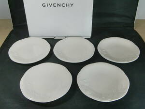 ▼ジバンシー GIVENCHY yamaka 平皿 ５枚セット 元箱付き 外径約16.5cm×厚さ2cm ※ジャンク品 ■80