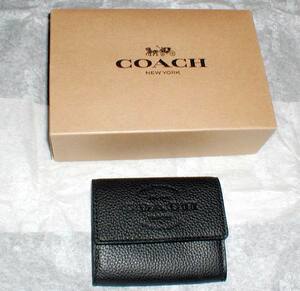 COACH New York HOUSE OF LEATHER Card & Coin Case コーチ 本革 小銭入 コイン/カード ケース 黒 8cm×9.5cm 送料600円