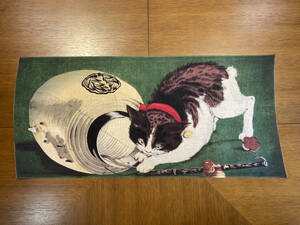 猫に提燈　小林清親　手ぬぐい　木版画　浮世絵　手拭い　サイズは約75cm 35cm