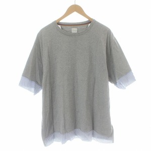 ポールスミス PAUL SMITH Tシャツ カットソー 切替 ストライプ 半袖 XXL グレー /KL メンズ