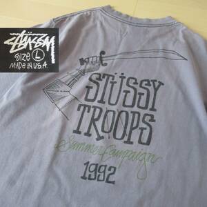 ★即決送込★L 黒タグ 92 USA製 STUSSY old oldstussy オールド ステューシー xl Tシャツ 黒タグ Tee 半袖 ストックロゴ troops tribe 80s