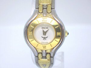 c12 送料無料 当時物 MCM エムシーエム 動作品 コンビカラー バングルウォッチ クォーツ 腕時計 レディース