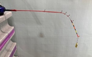 ワカサギ竿 全長355mm 1本　素材はカーボン　レッドメタリック塗装　 ヘラトップ付き　ワカサギ穂先　動画付き　送料無料