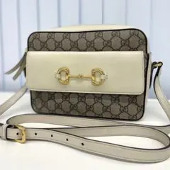 極美品✨GUCCI ホースビット　GGスプリーム　ショルダー　ホワイト