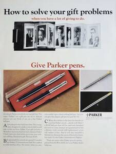 稀少・広告！1966年パーカー万年筆 広告/Parker Pen/文房具/D