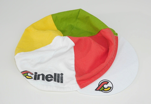 新品 イタリア製 チネリCINELLIキャップ 野球帽 帽子 サイクル ロード競輪ピスト黄色トラックレーサーNOSビンテージ緑アクセサリー赤MASH白