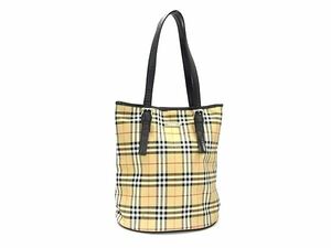 1円 ■美品■ Burberrys バーバリーズ ノバチェック ナイロンキャンバス×レザー トートバッグ ショルダー 肩掛け ブラウン系 FB8453