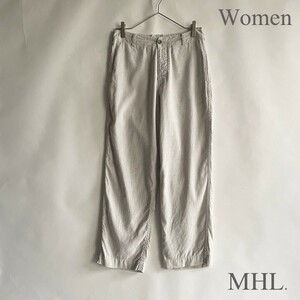 MHL. エムエイチエル パンツ コットンリネンパンツ リネン混 ワイドパンツ ベーシックパンツ ボタンフライ グレー系 size Ⅱ sk 