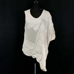 USA製★HELMUT LANG/ヘルムートラング★シルク51% アシメトリ/カットソー/Tシャツ【レディースS/グレー×ホワイト】トップス◆BG704