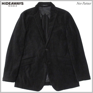 定価￥21,780 即決 極美品 HIDEAWAYS NICOLE ハイダウェイニコル 秋冬 ハイストレッチ カルゼコーデュロイジャケット ブラック 46 メンズ