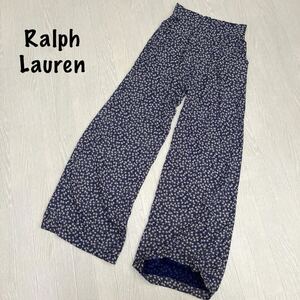 vintage ラルフローレン デニムサプライ　RALPH LAUREN 花柄パンツ フレアパンツ　小花柄　リバティー　ネイビー 紺色 644FH