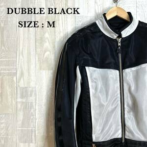 M3663 DUBBLE BLACK バイクジャケット　Mサイズ　黒　白　プロテクター入り　フルジップ　ジップアップ　メンズ　バイクウェア　アウター