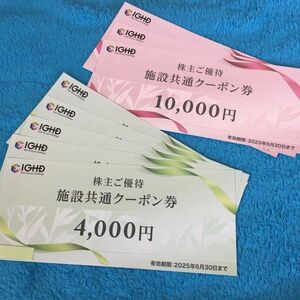 【最新】飯田グループ 株主優待券（施設共通クーポン券） 50000円分 　江の島アイランドスパ 吉祥 クレイドルキャビン 館山　ホテル　5万