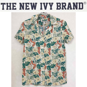 新品 S ★ コストコ THE NEW IVY BRAND レディース 半袖 シャツ プルメリア 花柄 ブラウス 開襟 羽織り アロハシャツ 南国 植物柄 ハワイ