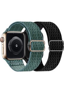 アップルウォッチバンド ナイロン弾性バンド42/44/45/49mm 2枚男女兼用Apple Watch バンド　黒緑