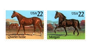 1985年 Quarter Horse & Morgan 記念切手 22セント×2コマ ②