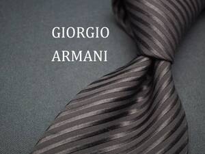 美品【GIORGIO ARMANI ジョルジオアルマーニ】 C1663 ブラック グレー SILK ブランド ネクタイ 古着 良品