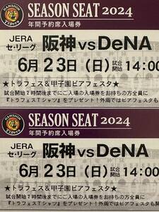 6月23日（日）阪神　VS　DeNA　ライト外野指定席　2連番　阪神専用応援席