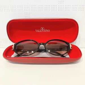 12 【サングラス 】 VALENTINO ヴァレンチノ レディース サングラス VG0975 ブラウン×ゴールド 52□16-135 ケース付 中古品