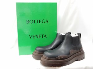 定17.6万/現行【未使用】ボッテガヴェネタ BOTTEGA VENETA タイヤ アンクル チェルシーブーツ 45サイズ サイドゴア レザー 厚底 メンズ