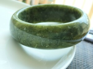 天然石　藍田玉 　岫岩玉　ブレスレット　腕輪　内径55mm