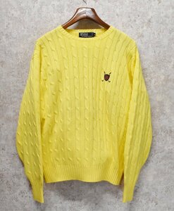 【ラルフローレン】POLO RALPH LAUREN【イエロー】ケーブル編み【コットンセーター】【サイズL】DC0114-8-DD21