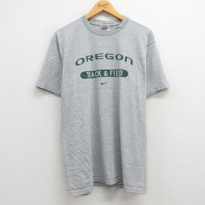 L/古着 ナイキ NIKE 半袖 ビンテージ Tシャツ メンズ 00s オレゴン クルーネック グレー 霜降り 23jul21 中古