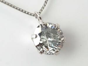 【4292P】鑑別付き Pt900/Pt850プラチナ 天然ダイヤモンド 大粒 0.908ct/1.8g ネックレス