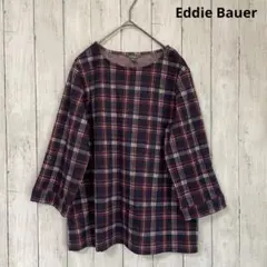 Eddie Bauer エディーバウアー　7分袖　カットソー　チェック　かわいい