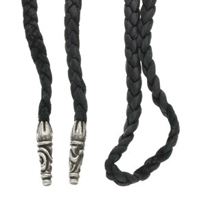 クロムハーツ Chrome Hearts LEATHER BRAID/スクロールレザーブレード シルバーネックレス 中古 SJ02