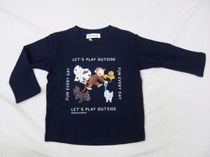 新品　PN9115-100　おさるのジョージ　長袖Tシャツ　ネイビー　レターパック発送（代引き不可）PN9115