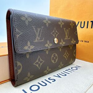 3696【極美品】LOUIS VUITTON ルイヴィトン モノグラム ポルトトレゾール エテュイパピエ 三つ折り財布 ウォレット M61202/MB0091