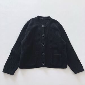 ユニクロ ニットカーディガン 長袖　XL 黒 美品　クルーネック ポケット