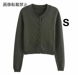 カーキ vintage ヴィンテージ レトロ ニット カーディガン トップス Sサイズ レディース★ZARA 好きな方に★2024 A/W 秋新作 新品未使用★