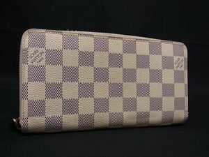 1円 ■美品■ LOUIS VUITTON ルイヴィトン N60019 ダミエアズール ジッピーウォレット ラウンドファスナー 長財布 アイボリー系 AZ4486